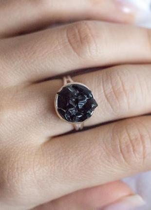 Перстеник з чорним обсидіаном - кільце з чорним обсидіаном
