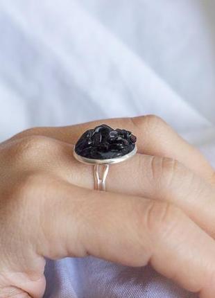 Перстеник з чорним обсидіаном - кольцо с черным обсидианом4 фото
