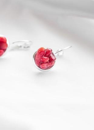 Сережки петлі з коралом - сережки петлі з коралом