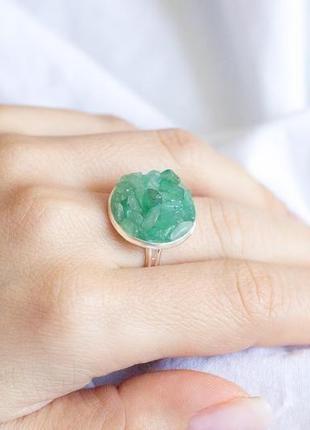 Перстеник з зеленим кварцем - кольцо с зеленым кварцем - агатом - зеленый агат