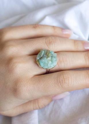 Перстень со светлым амазонітом - кольцо со светлым амазонитом