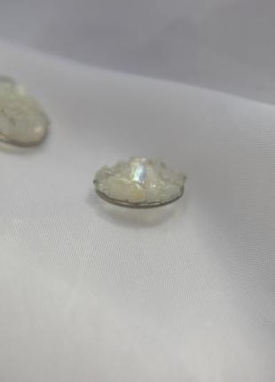 Прозорі сережки з місячним каменем - адуляр9 фото
