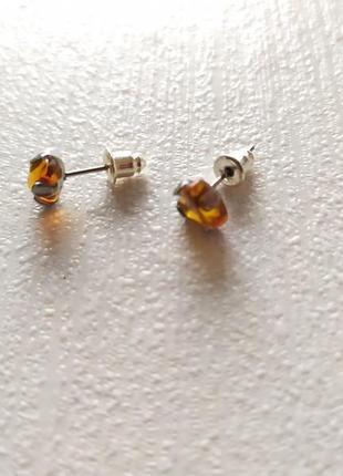Сережки mini з бурштином - серьги с янтарем