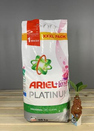 Стиральный порошок в пакете ariel+lenor platinum универсальный, 10kg.