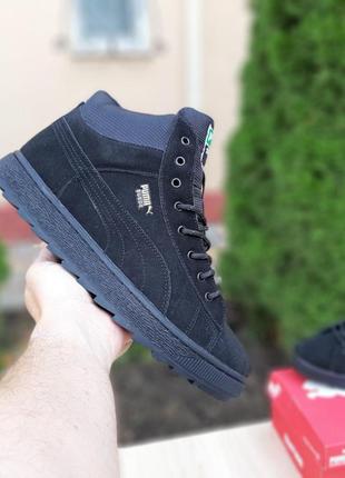 Мужские кроссовки puma suede black чёрные3 фото