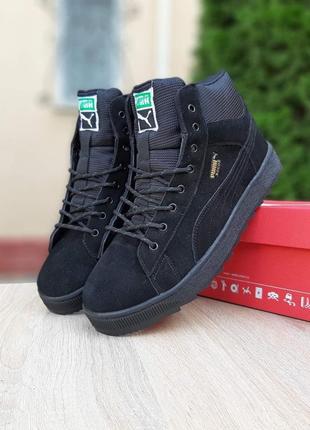 Мужские кроссовки puma suede black чёрные5 фото