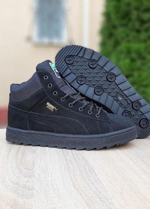 Мужские кроссовки puma suede black чёрные2 фото