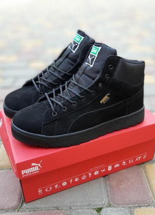 Мужские кроссовки puma suede black чёрные8 фото