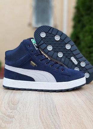 Мужские кроссовки puma suede blue синие3 фото