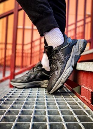 Мужские кроссовки adidas ozweego black  leather/ xeno on-foot