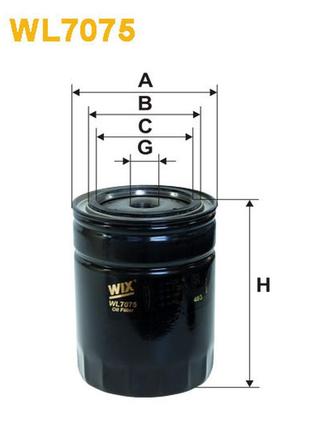Фільтр оливний opel ascona b, omega a, rekord d, rekord e, senator a; vauxhall bedford-b wix filters (wl7075)