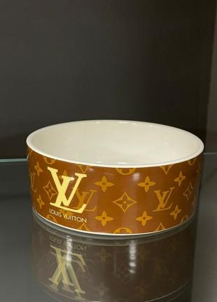 Брендова керамічна миска для тварин собак і котів одинарна louis vuitton, коричнева