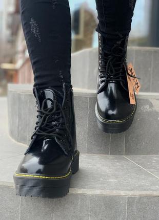 Зимние ботинки на платформе Доктор мартинс, dr martens jadon black3 фото