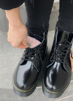 Зимние ботинки на платформе Доктор мартинс, dr martens jadon black4 фото