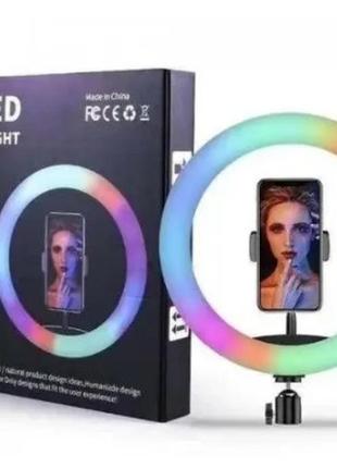 Кільцева led лампа rgb mj-33 з штативом 2 м і bluetooth пультом4 фото