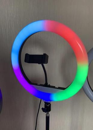 Кільцева led лампа rgb mj-33 з штативом 2 м і bluetooth пультом8 фото