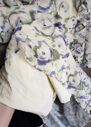 Шифоновое платье-миди в цветы рюши8 фото