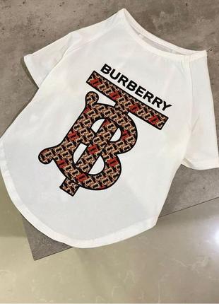 Брендовая футболка для собак burberry белая1 фото