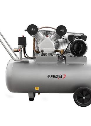 Компресор двоциліндровий ремінний 2.5 квт 10бар 100 л sigma га...