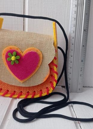 Дитяча сумка сумочка сердечко льон фетр hand made