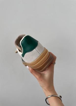 Жіночі кросівки adidas gazelle bold  platform cream / green premium7 фото