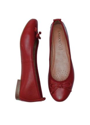Балетки кожаные красные туфли