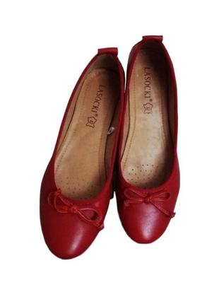 Балетки кожаные красные туфли2 фото