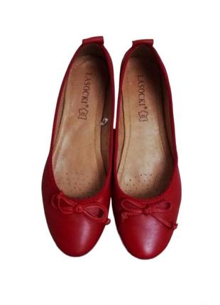 Балетки кожаные красные туфли3 фото