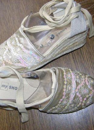 39 р - 25,2 см стильні босоніжки еспадрильи бавовняні від my shoes