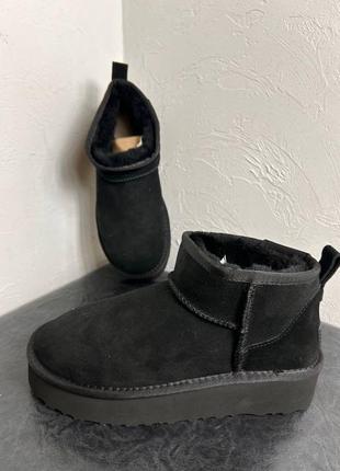 Ботинки ugg ultra mini platform premium black зима6 фото