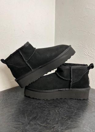 Ботинки ugg ultra mini platform premium black зима7 фото