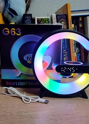 Мультифункціональна бездротова rgb лампа з безпровідною зарядкою на акамуляторі g63 чорна