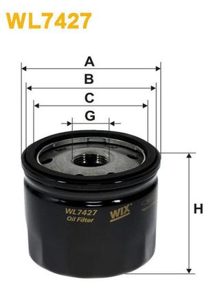 Фільтр оливний dacia; jeep; nissan; opel; renault clio ii/iii, fluence, kangoo i/ii, lag wix filters (wl7427)