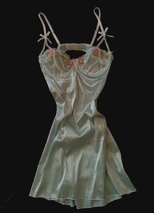 Сексуальна ручної роботи нижня елегантна білизна нічна сукня пеньюар з рюшами сіткою атласне корсет бра2 фото
