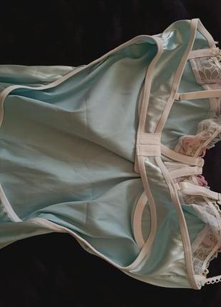 Сексуальна ручної роботи нижня елегантна білизна нічна сукня пеньюар з рюшами сіткою атласне корсет бра6 фото