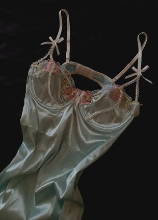 Сексуальна ручної роботи нижня елегантна білизна нічна сукня пеньюар з рюшами сіткою атласне корсет бра1 фото