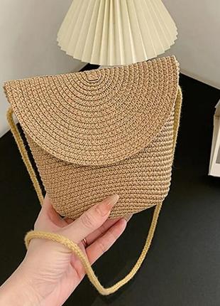 Соломенная сумочка через плечо сумка женская плетеная1 фото