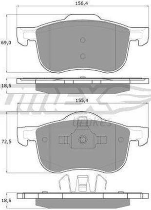 Тормозные колодки передние volvo s60, s70, s80, v70, xc70 cross country tomex - (tx 14-04)