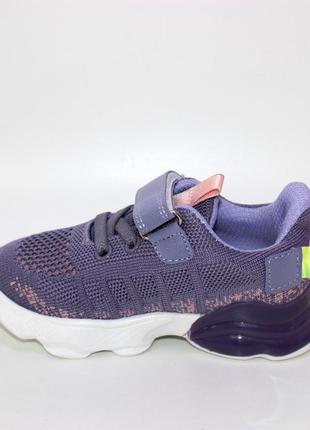 Фіолетові текстильні дитячі кросівки для дівчаток2 фото