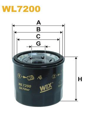 Фильтр масляный ford; honda; hyundai; infiniti; john deere; kia; kubota; mazda; nissan wix filters - (wl7200)