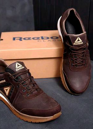 Чоловічі шкіряні кросівки reebok sprint tr brown3 фото