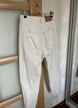 Білі прямі мом джинси на високій посадці h&m loose mom jeans ultra high waist7 фото