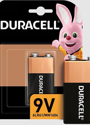 Батарейка крона duracell basic + 40% alkaline battery 9v. алкалінова батарея. елемент живлення крона 6lr61
