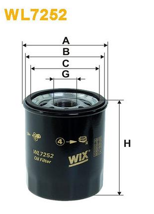 Фільтр оливний alfa romeo; citroen; fiat 500 ii, albea, brava, bravo, bravo ii, doblo i/ wix filters (wl7252)