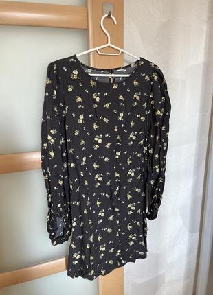 Платье свободного кроя в цветочный принт с рукавами фонариками h&m