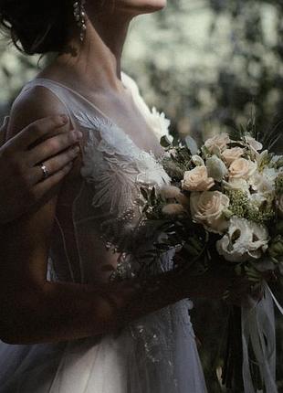 Весільна сукня зі шлейфом весільне плаття свадебное платье айвори8 фото