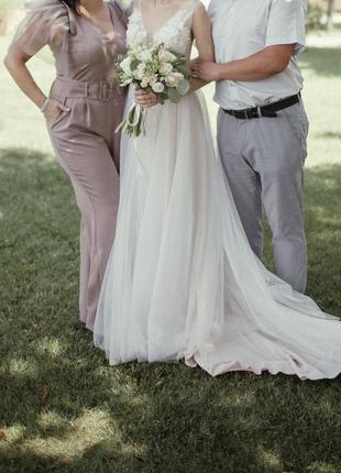 Весільна сукня зі шлейфом весільне плаття свадебное платье айвори7 фото