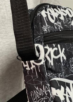 Борсетка через плечо &gt; мужская сумка мессенджер&gt; мужская бананка "street art" черная со стильным пр3 фото