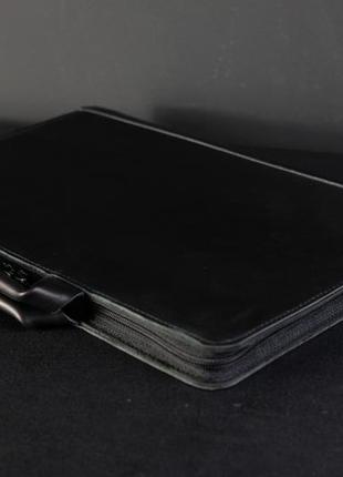 Чехол - папка для macbook, с ручками, натуральная кожа итальянский краст, цвет черный