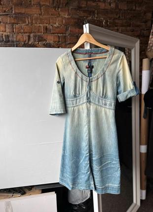 Diesel women's vintage jean cotton denim 90s dress 3/4 sleeve женское, винтажное платье из мягкого денима